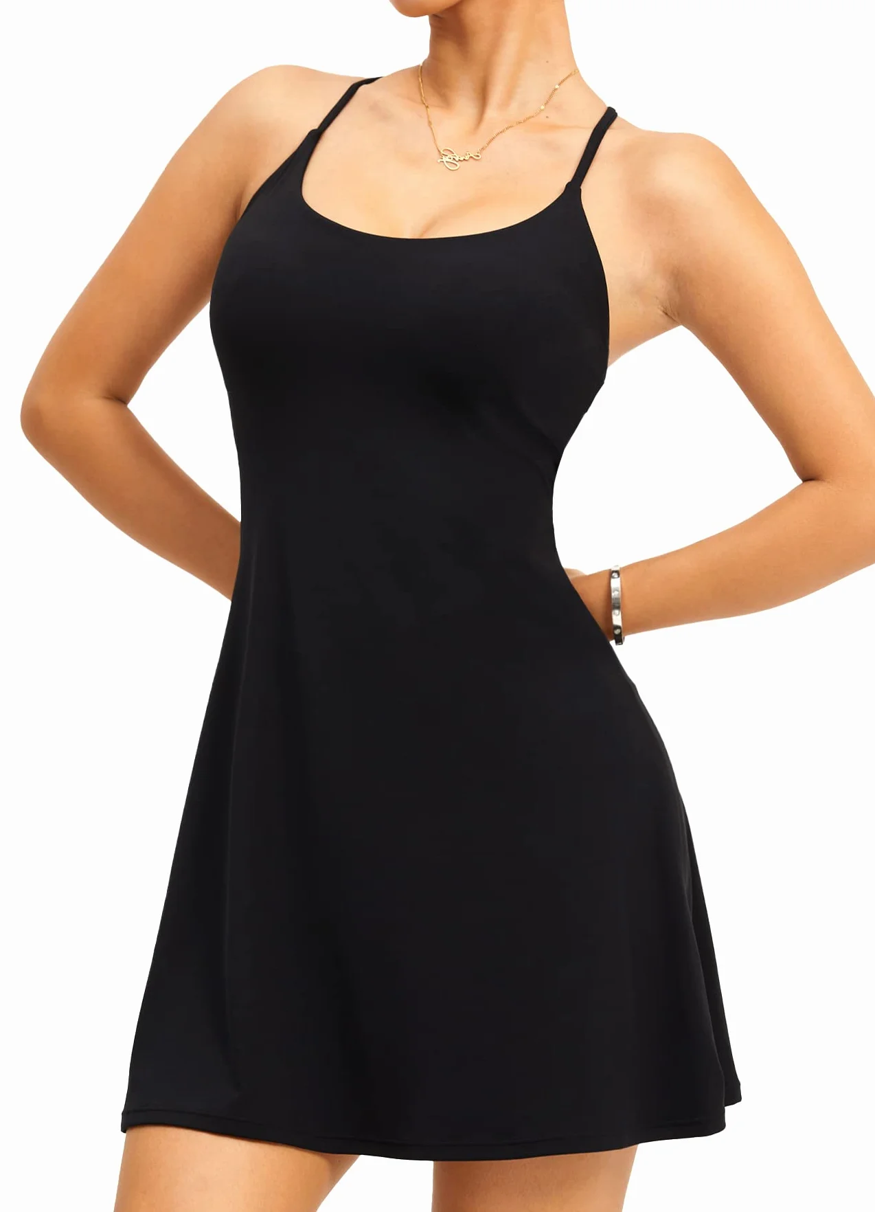 Navneet Robe de tennis pour femme - Avec pantalon - Dos nu - Rembourrée