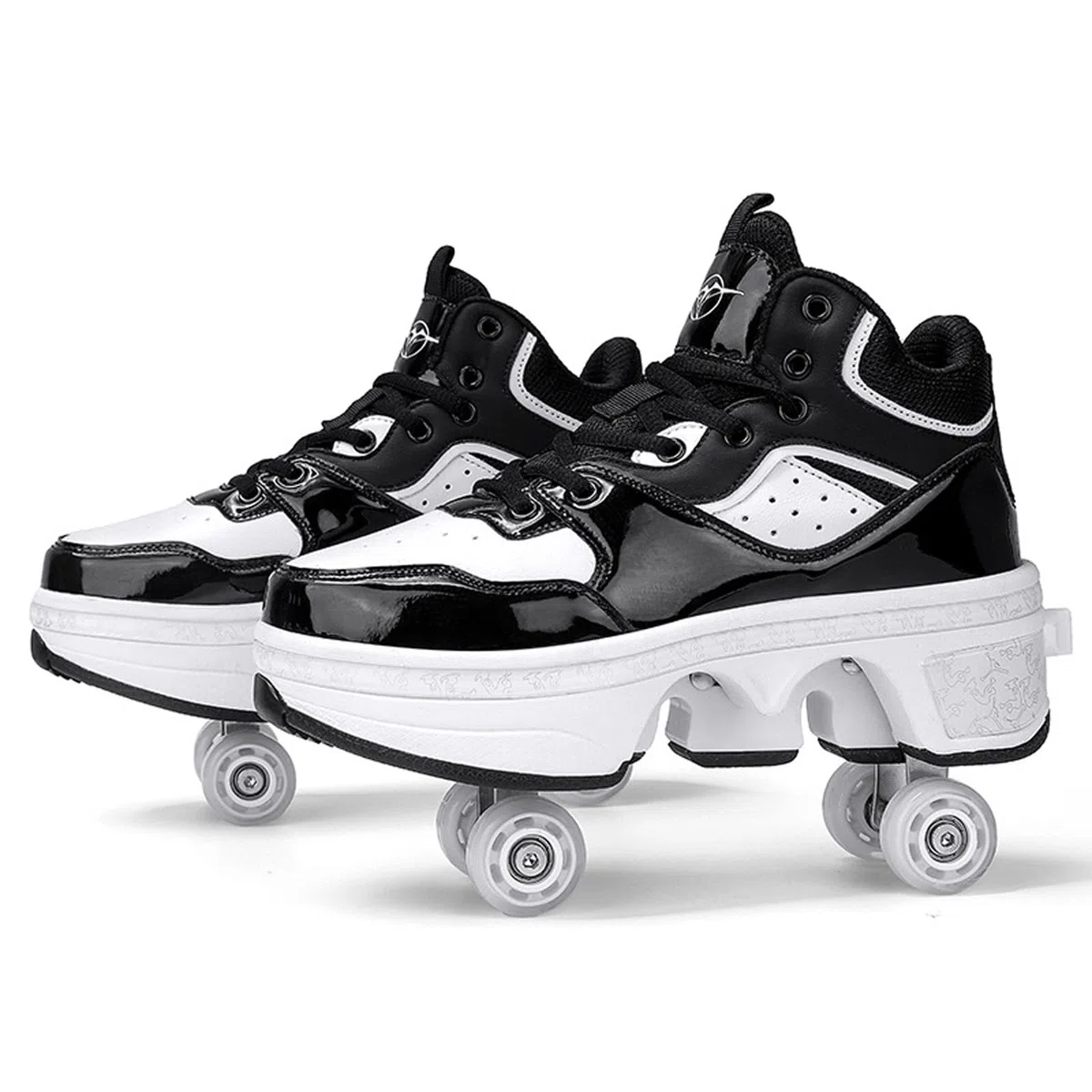 Chaussures de Patin à roulettes, Chaussures de Sport Multifonctions 2 en 1 avec Roues, Chaussures de Patin à roulettes escamotables Skateboard Roller Shoes