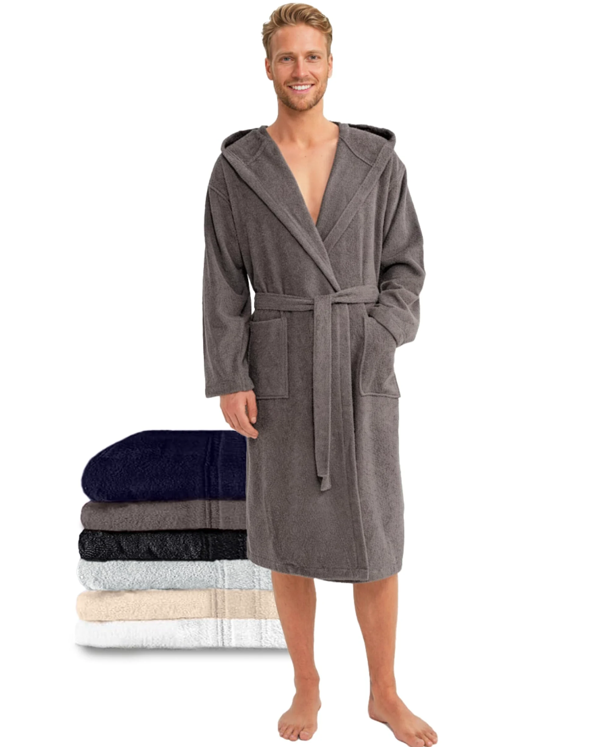 Twinzen - Peignoir de Bain Homme 100% Coton Oeko-Tex