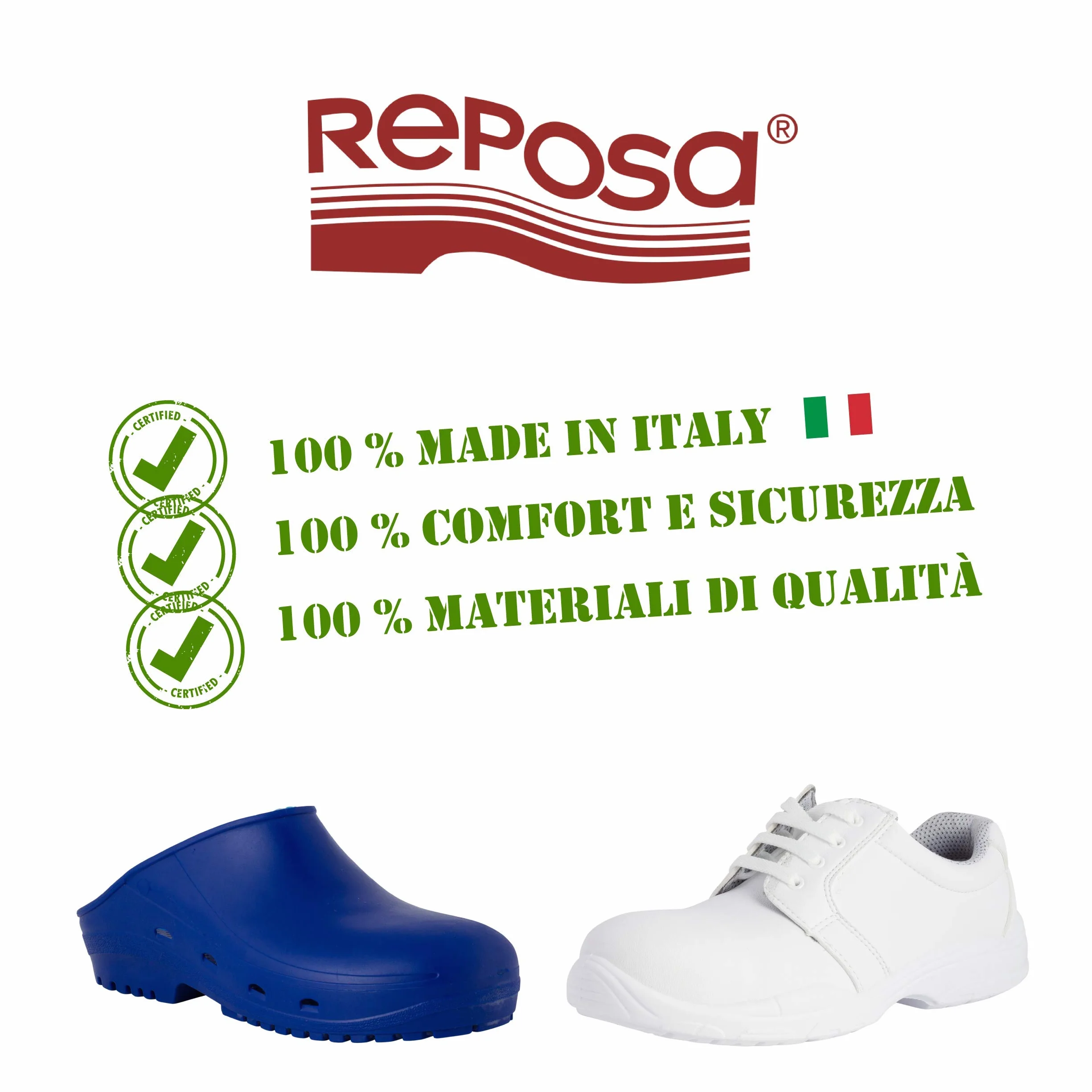 REPOSA Medical - Sabot Femme et Homme Medical Microfibre + Embout de Sécurité en Composite, Chaussure Femme et Homme Sanitaires Antichoc Antistatiques avec Bride, Chaussure de Cuisine Antidérapantes