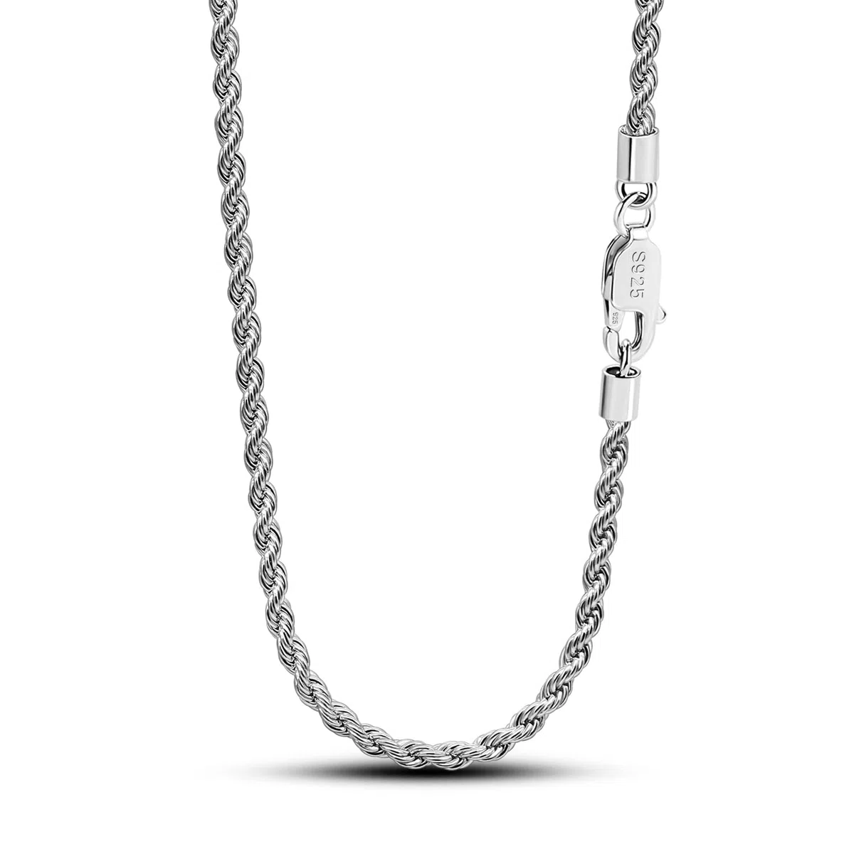 Dankadi Collier à Corde Fin 3MM pour Pendentif en 925 Argent, Chaîne Tressée à Maille Enrouler Plaqué Or 16"-30" (40-76CM) Design Italien Cadeau Bijoux Fête Anniversaire pour Homme Femme