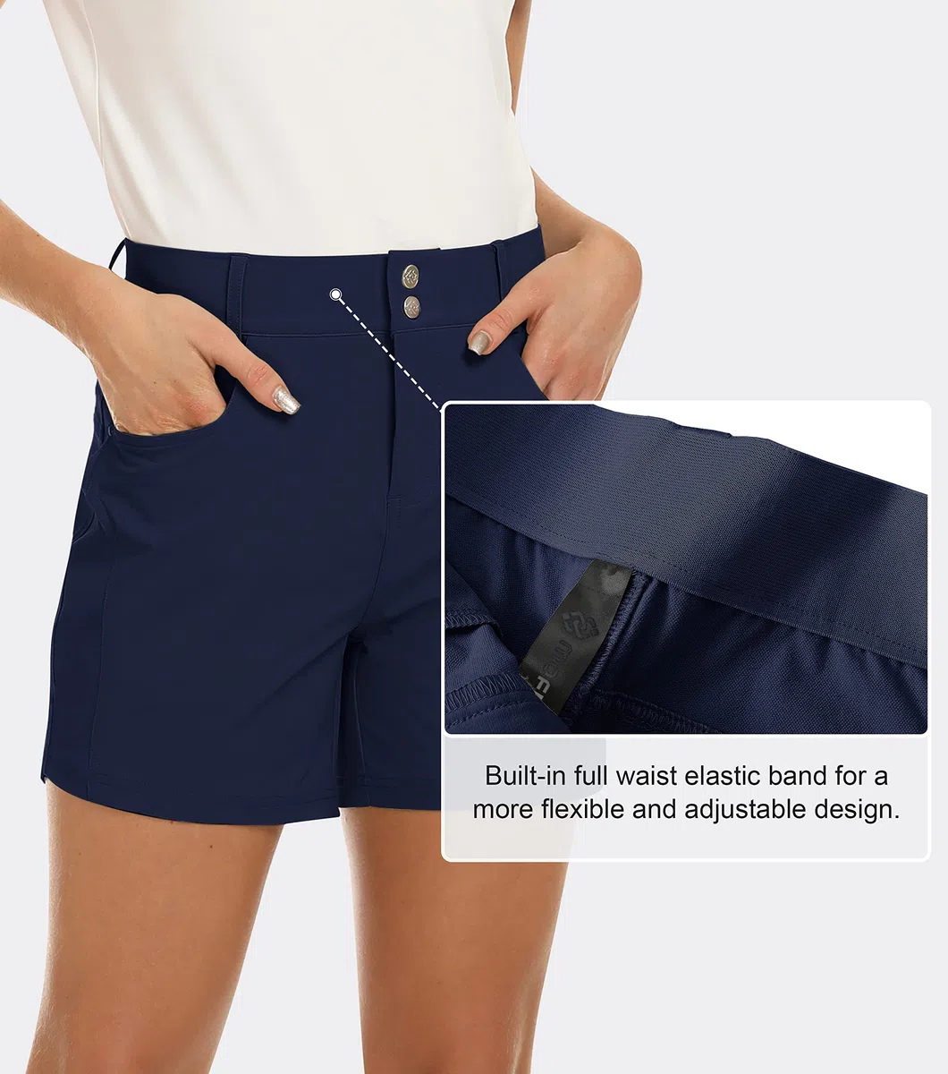 MoFiz Shorts Femme Pantalon Court de Golf Randonnée d'été Léger Shorts Outdoor Imperméable Séchage Rapide avec Elastique Ceinture Intégrée