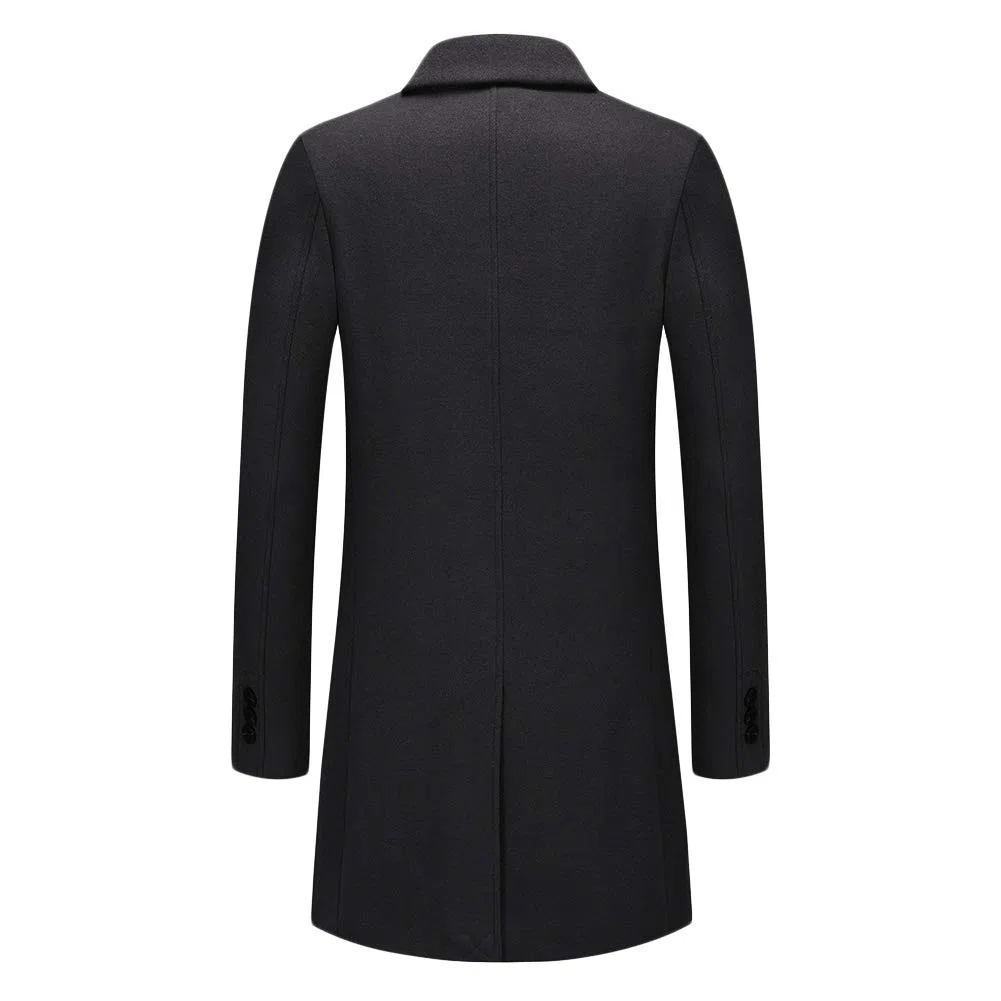 Allthemen Manteau Homme Hiver Mi-Long Trench Coat en Laine Chaud Veste Slim Parka Couleur Unie Pardessus Coupe Vent