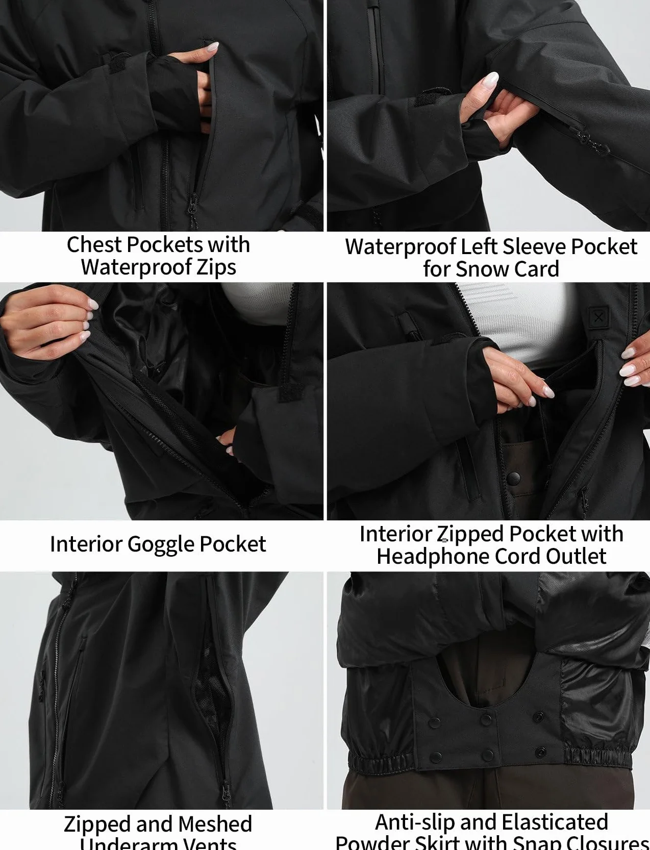 GSOU SNOW Ensemble Veste et Pantalon de Ski et Snowboard Homme - Baggy Ample Plusieurs Poches Unisexe Imperméable Coupe-Vent Respirant Chaud à Capuche