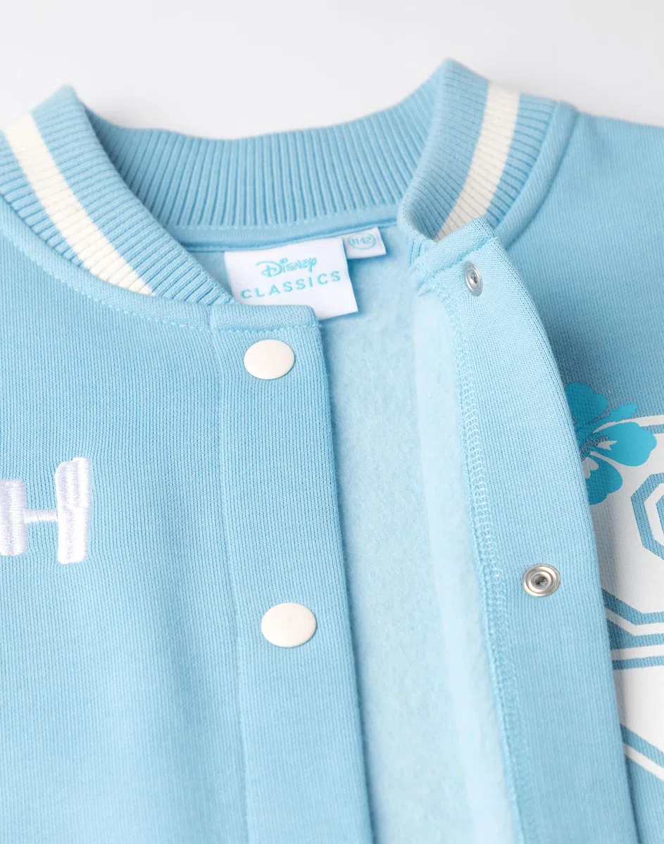 Disney Lilo et Stitch Filles Bleu Bomber Veste | Veste Varsity Streetwear avec Stitch Graphics | Vêtements décontractés à manches longues pour enfants