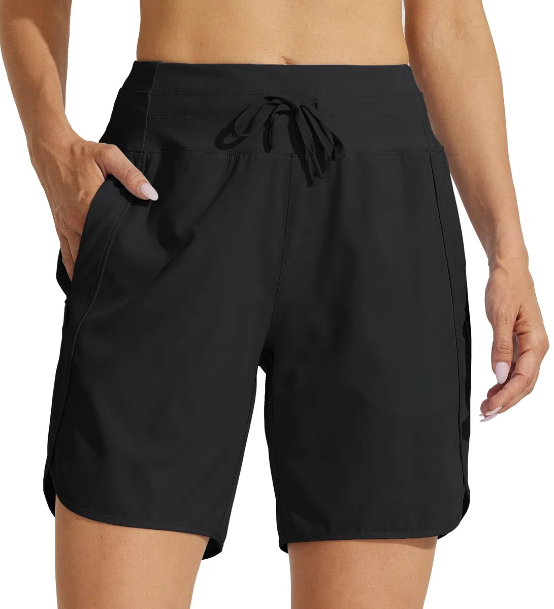 WILLIT Short de course athlétique pour femme de 12,7 cm - Long short d'entraînement - Short de randonnée - Course à pied - Short actif à séchage rapide - Taille haute - Poche zippée