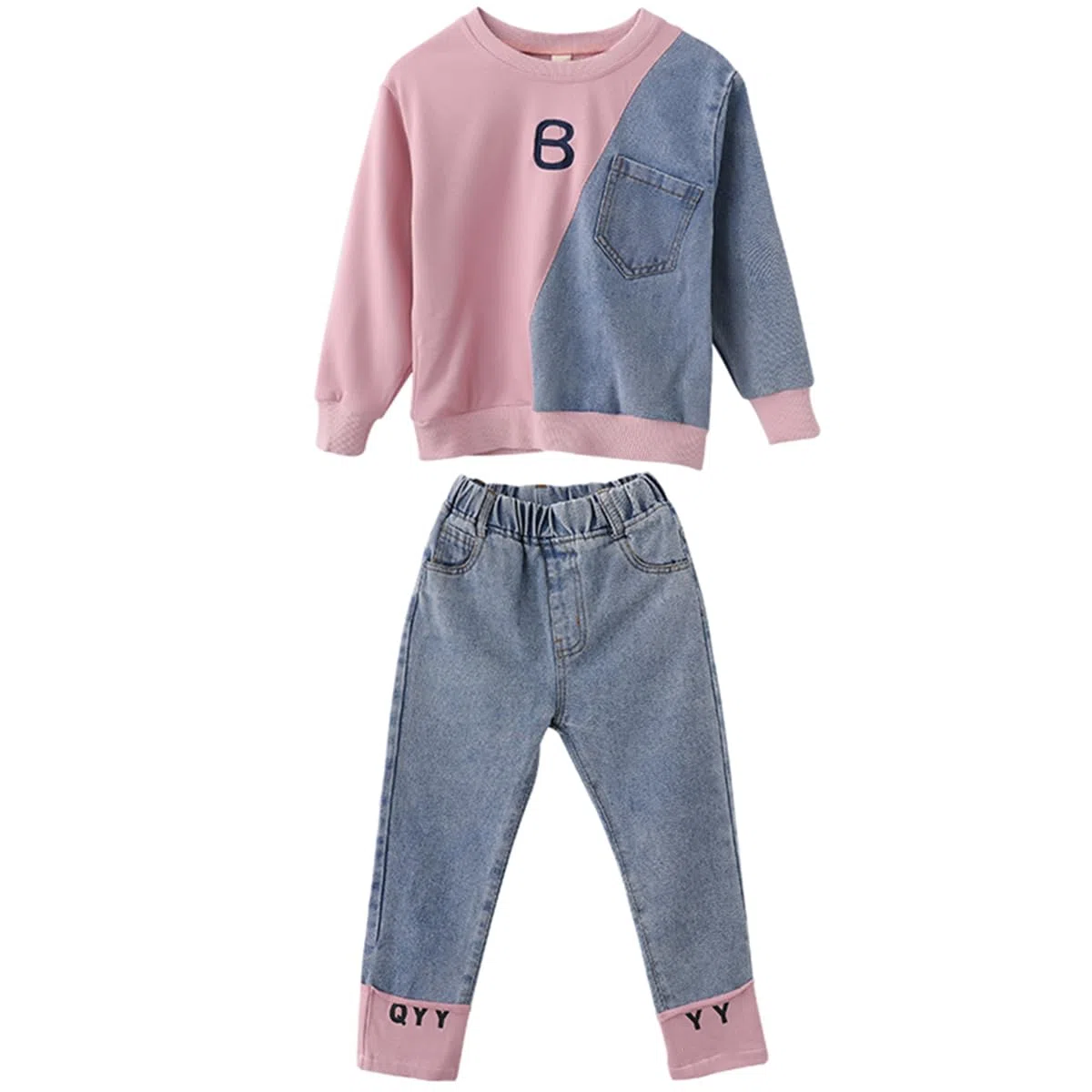 amropi Filles Ensembles Pantalon et Haut Sweats Survêtement Jeans Jogging Vêtement pour 3-12 Ans