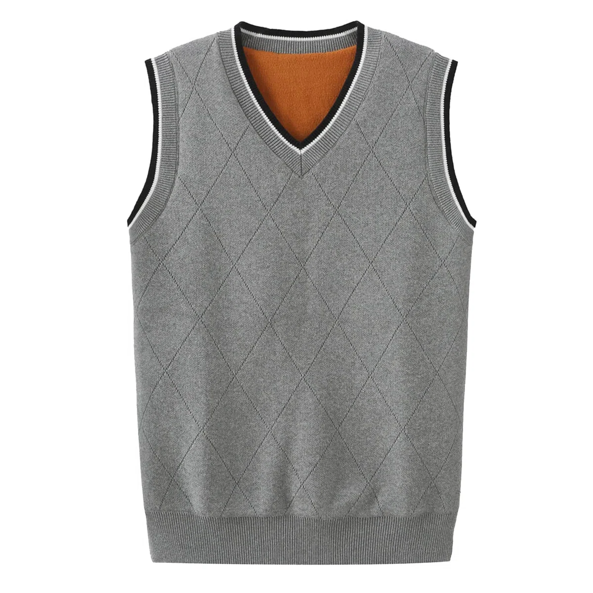 Pull sans Manches Homme Col V Gilet en Tricoté Casual Business Débardeurs Doublure Chaude