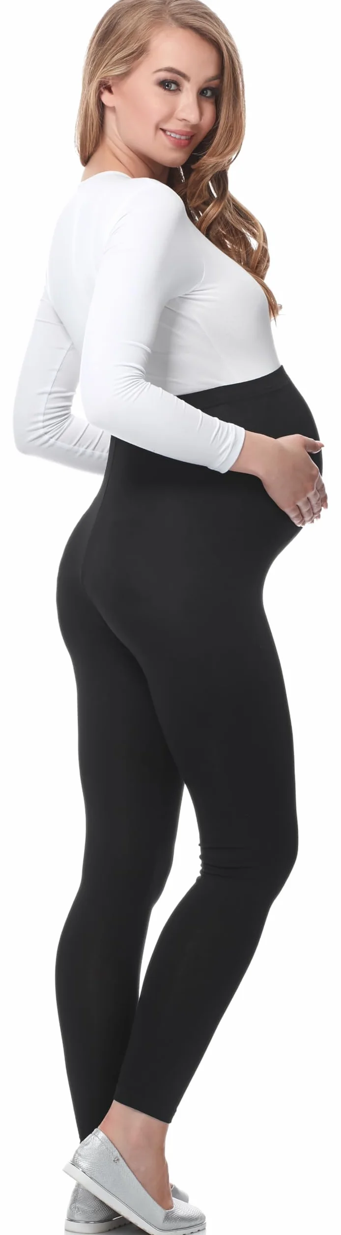 Be Mammy Lot de 2 Leggings de Grossesse en Viscose Opaques, vêtements de maternité 02