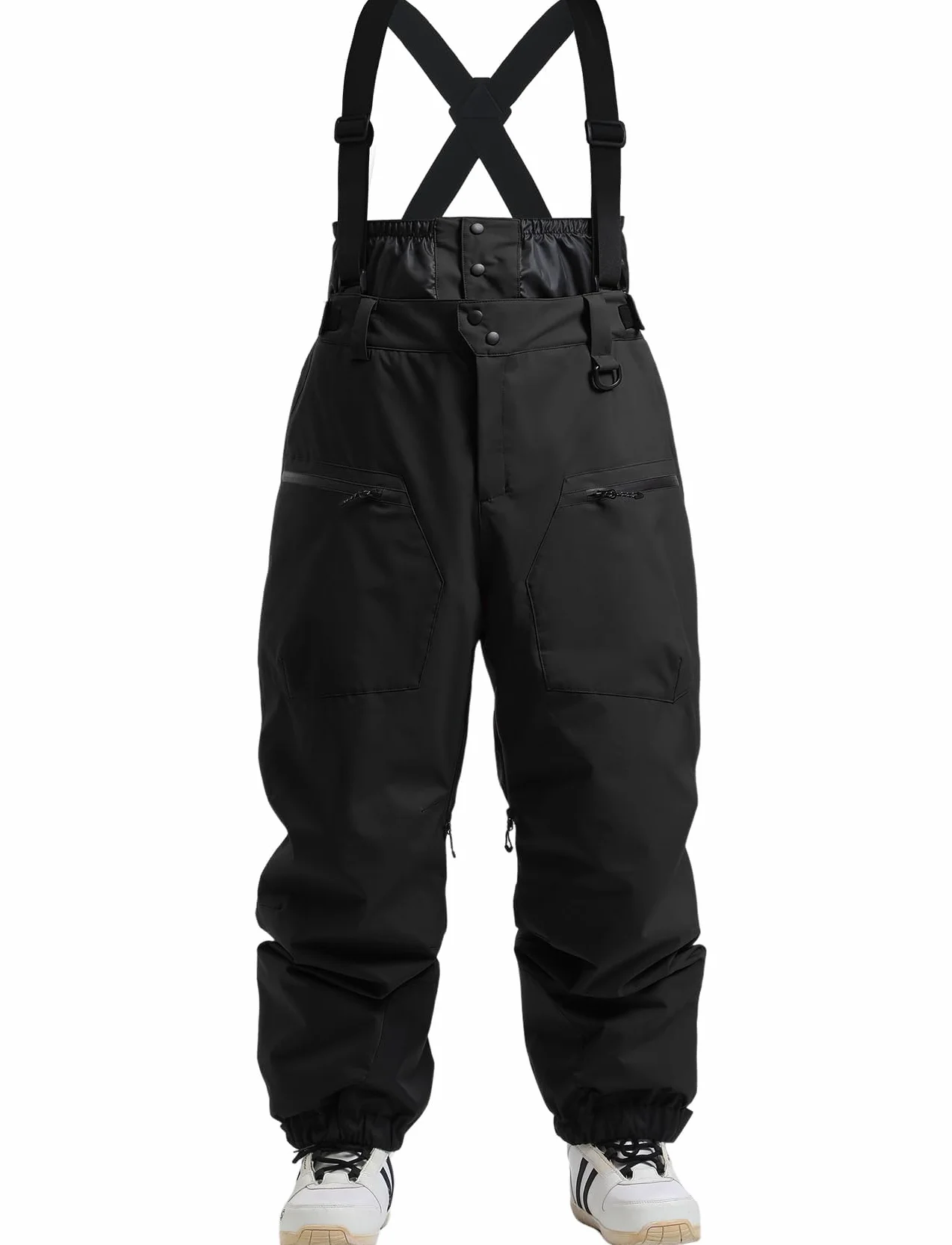 GSOU SNOW Ensemble Veste et Pantalon de Ski et Snowboard Homme - Baggy Ample Plusieurs Poches Unisexe Imperméable Coupe-Vent Respirant Chaud à Capuche