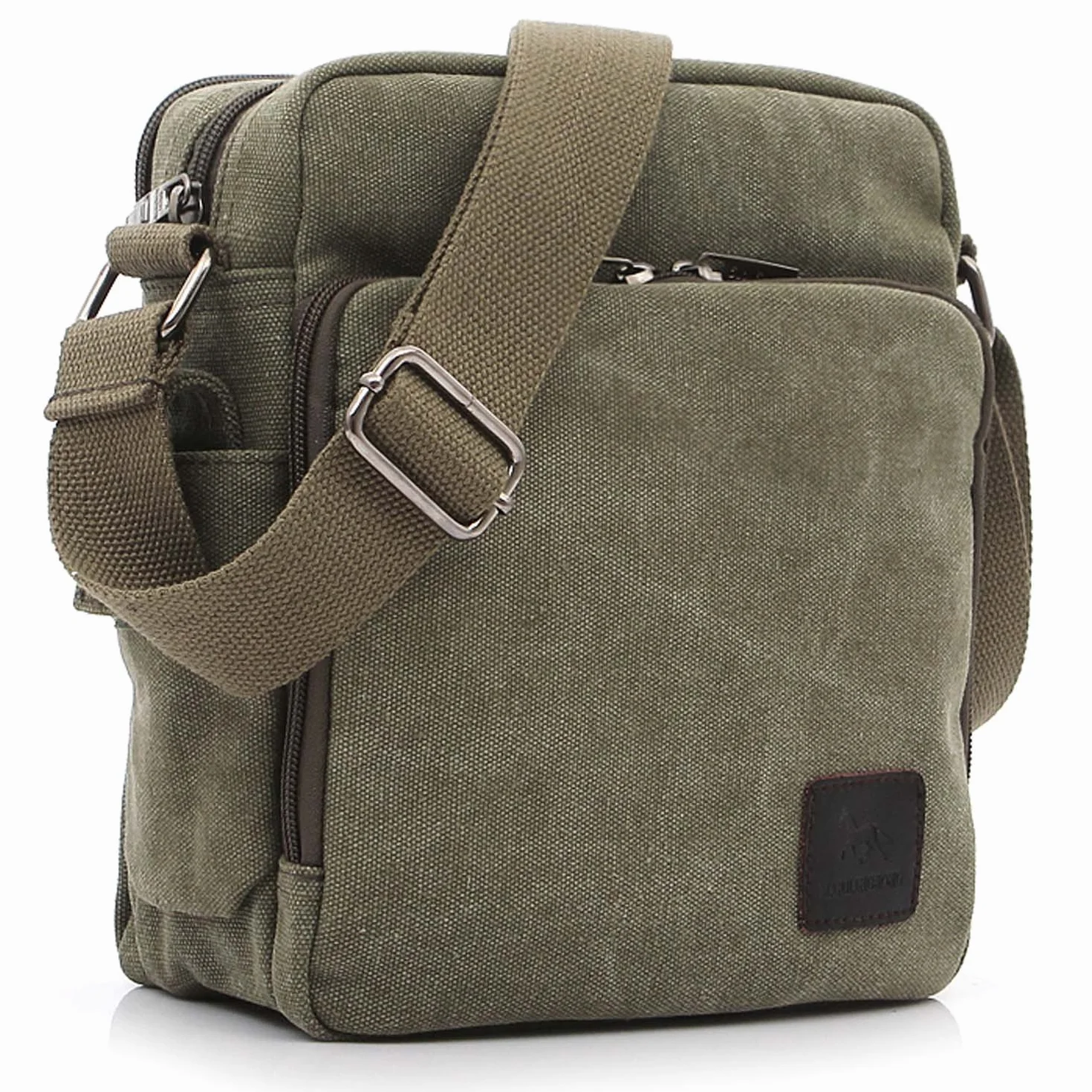 Sac bandoulière Homme Sac Besace Vintage Petit Porté épaule Sac en Toile Sacoche de Voyage pour école Université Cours Travail Sport Bourse Rétro Pochette Messager (Vert)
