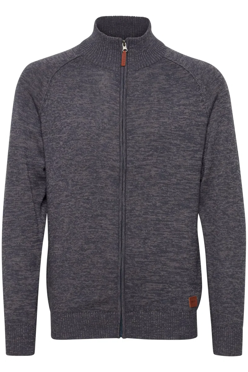 BLEND BHDaniri Homme Cardigan Gilet en Maille Fin avec col Montant Fermeture éclair Poignets côtelés Mélange de Coton Regular Fit