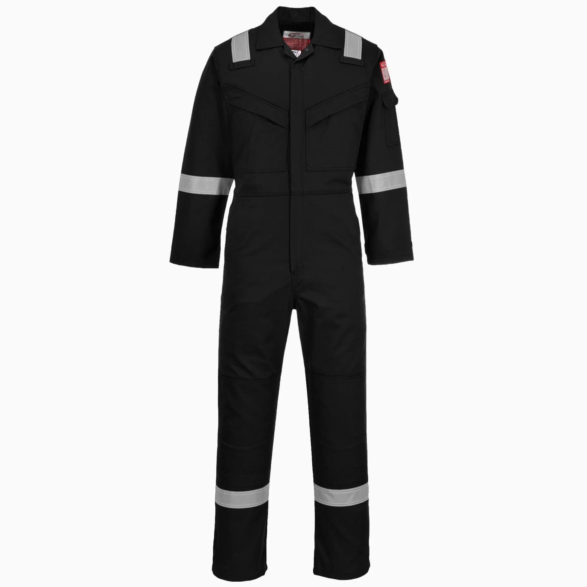 Portwest FR50 Combinaison Réfléchissante Résistante aux Flammes Antistatique et Ignifuge pour Homme avec Protection contre les Arcs Électriques 350g Noire, XXL