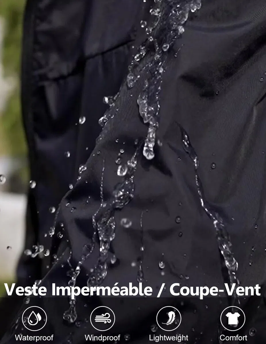 Veste Imperméable Femme À Capuche Léger Coupe-Vent Respirant Blouson de Pluie Mi-Saison Fermeture Éclair Poches Veste de Plein Air Randonnée Coupe-Vent Pliable Uni Quotidien Confortable Élégant