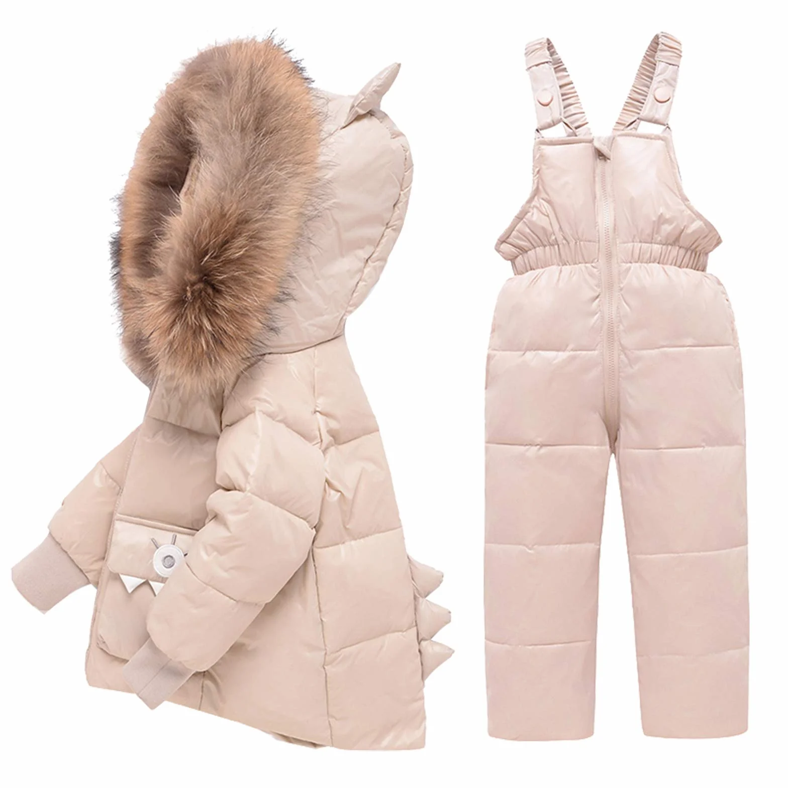 amropi Combinaison de Ski Bébé Filles Veste de Duvet à Capuche et Pantalons de Neige 2 Pièces Hiver Ensemble de Ski pour 1-5 Ans