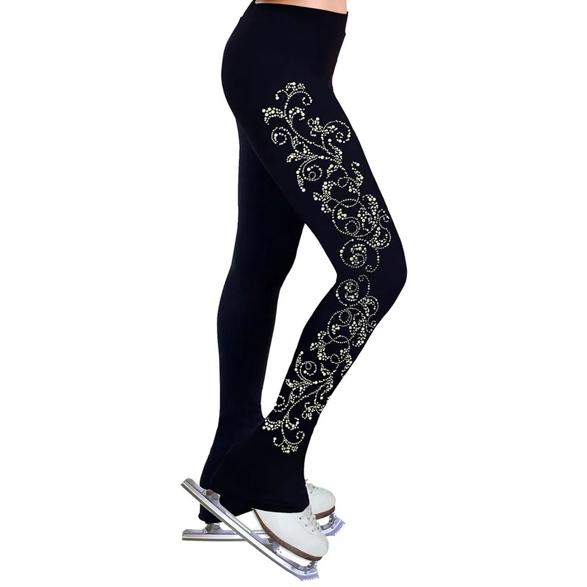 Générique Pantalon De Patinage Artistique pour Femmes Leggings De Patinage Artistique pour Filles Entraînement Et Compétition(Size:3XL,Color:Noir)
