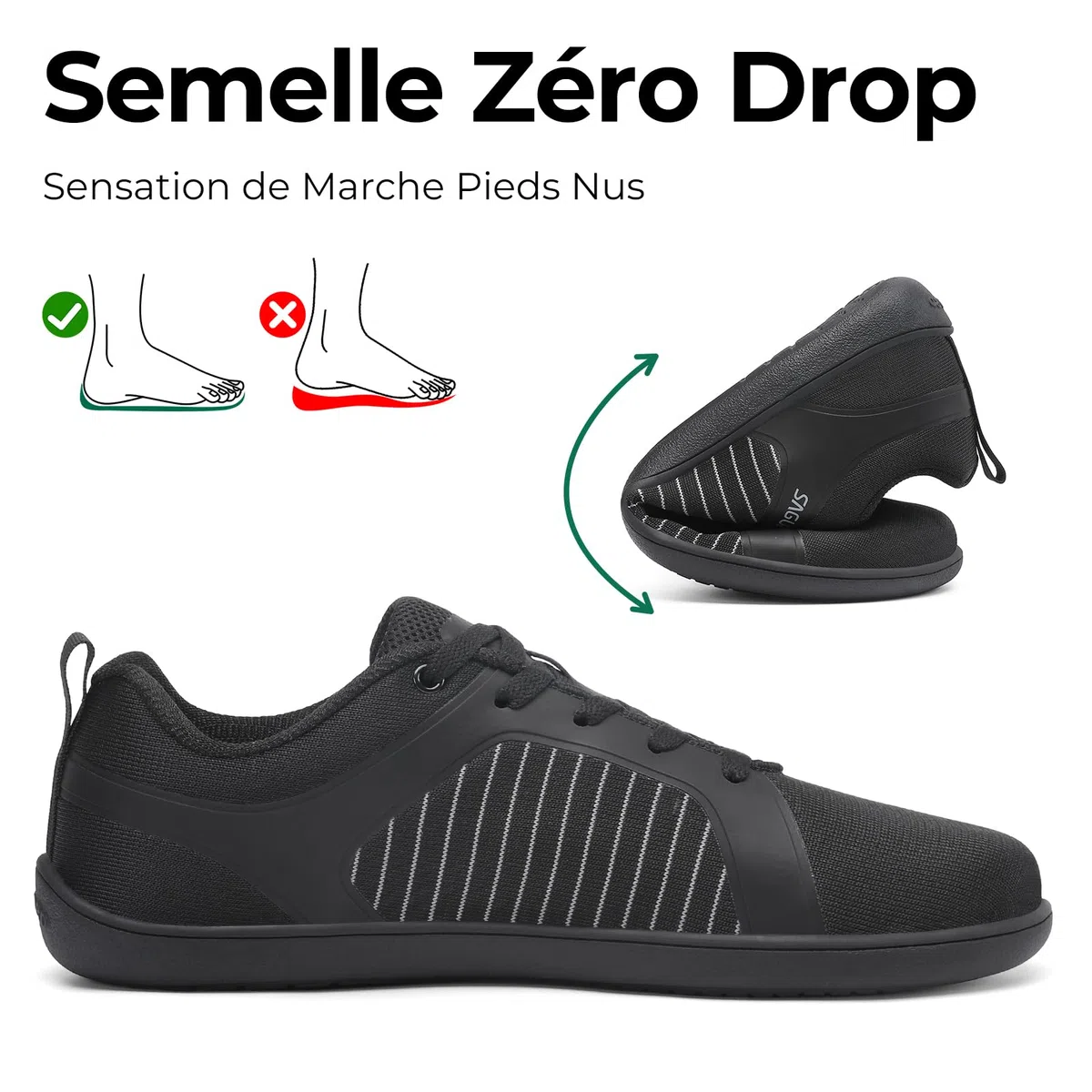 SAGUARO Homme Chaussures Barefoot Casual, Avant-Pied Large pour Usage Quotidien en Ville, École et Voyage, Tailles 36–48
