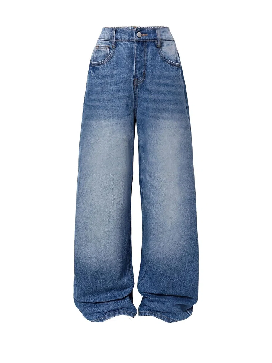 Pantalon en Jean Jambe Large Enfant Fille à La Mode 6-14 Ans Pantalon Denim Baggy Adolescent Fille Ample Confortable Pas Cher Chic école Casual Vacances