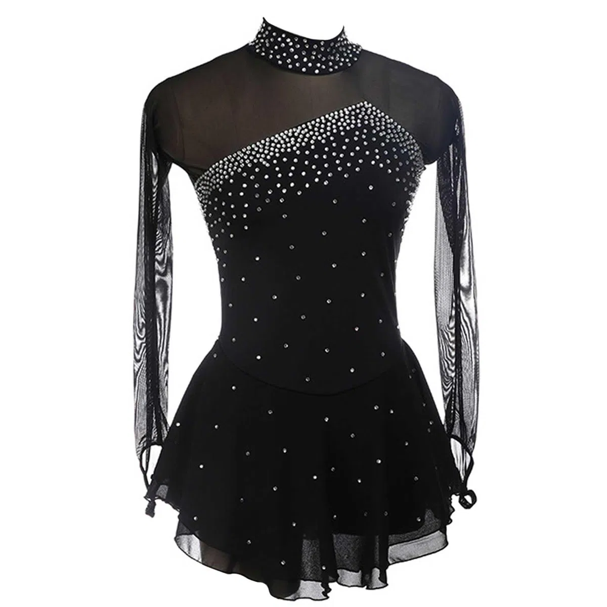 Robe de Patinage Artistique, Fille Femme Strass Justaucorps de Danse Gymnastique à Manche Longue, Robe Compétition De Patinage sur Glace