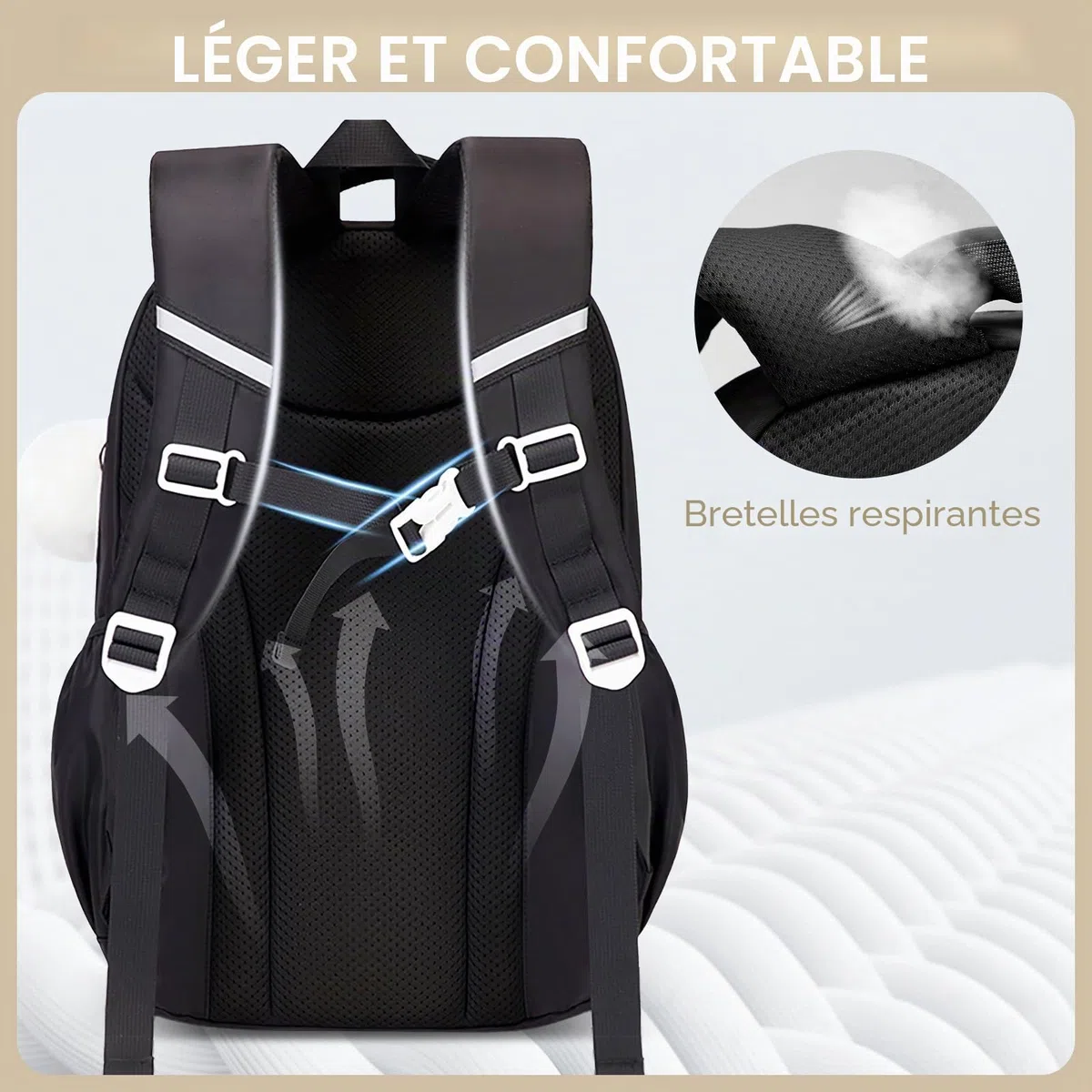 Amythe Cartable Fille Primaire, Sac à Dos Respirant pour Filles CP CE1 CE2 CM1 CM2, Sac Ecole Décontracté pour les Enfants de l'école Primaire au Collège, Noir