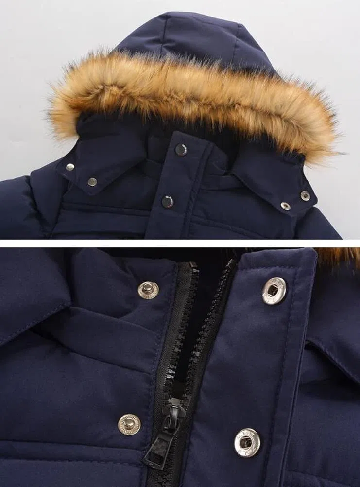 Enfant Garçon Veste d'hiver Chaud Manteau Mi Longue Doudoune à Capuche Fourrure Jacket