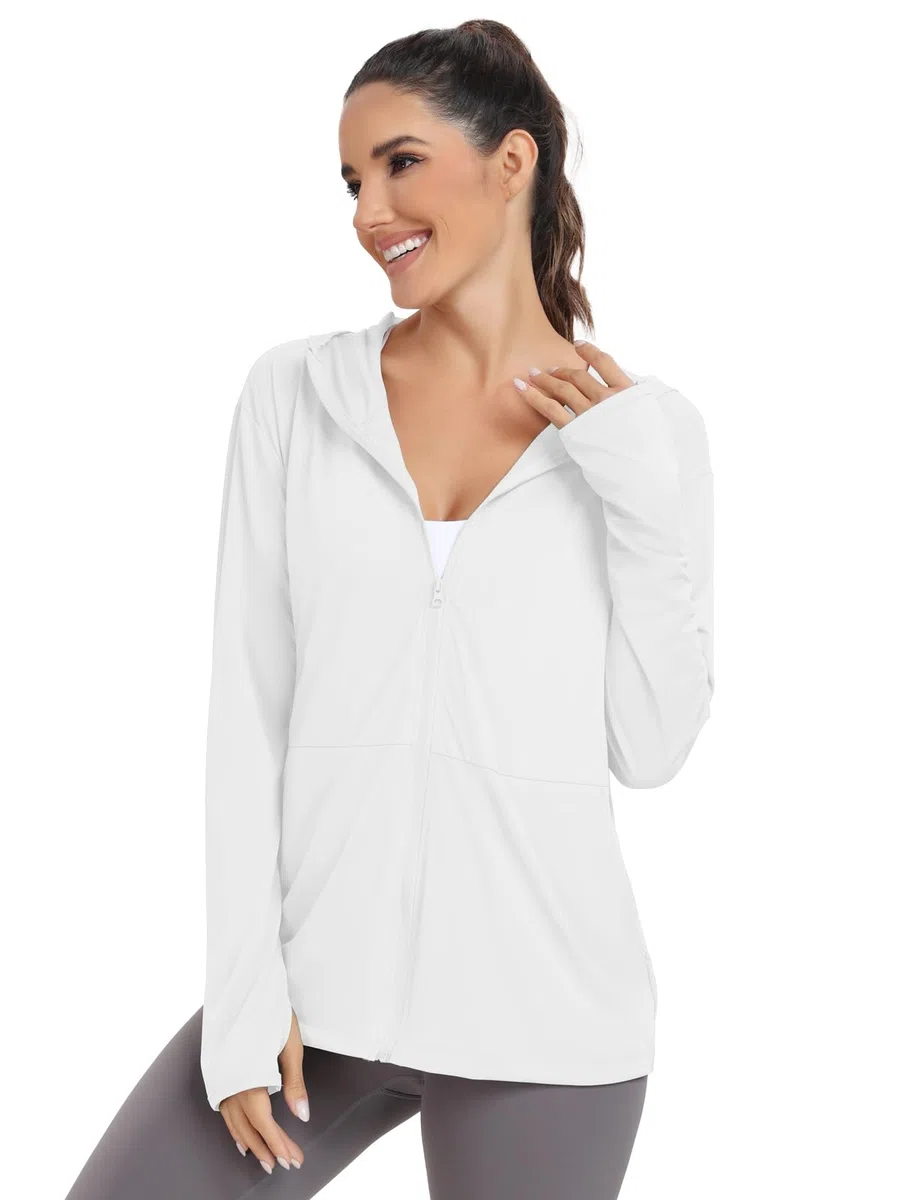 VUTRU Sweat à capuche avec protection solaire UPF 50+ pour femme - Léger à manches longues - Avec poche