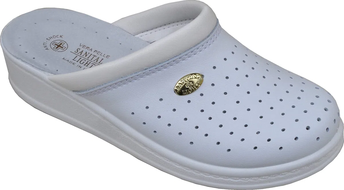 Sanital Light 1350 - Sabot pour Femme en Cuir pour la Maison avec Une Premiere Anatomique en Cuir Anti-Shock