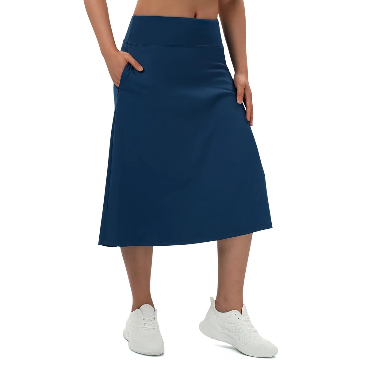 Turnhier Jupe-short longueur midi pour femme avec 2 poches, jupe longue modeste de 71,1 cm, longueur genou, jupe-short athlétique