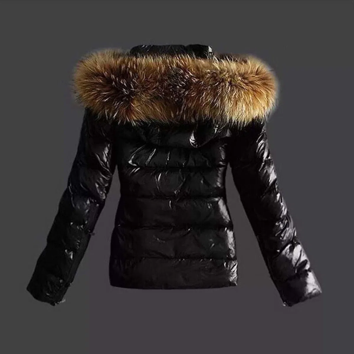 Manteau D'hiver - Doudoune Brillante pour Femme - Veste d'hiver Courte - Veste Matelassée - Vêtement D'extérieur pour Femme - Manteau D'hiver en Duvet avec col en Fausse Fourrure