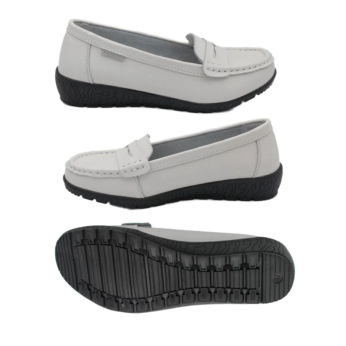 Zerimar Mocassins en Cuir pour Femmes | Semelle en Caoutchouc antidérapante | Semelle intérieure rembourrée très Confortable | Hauteur du Talon 3,5 cm