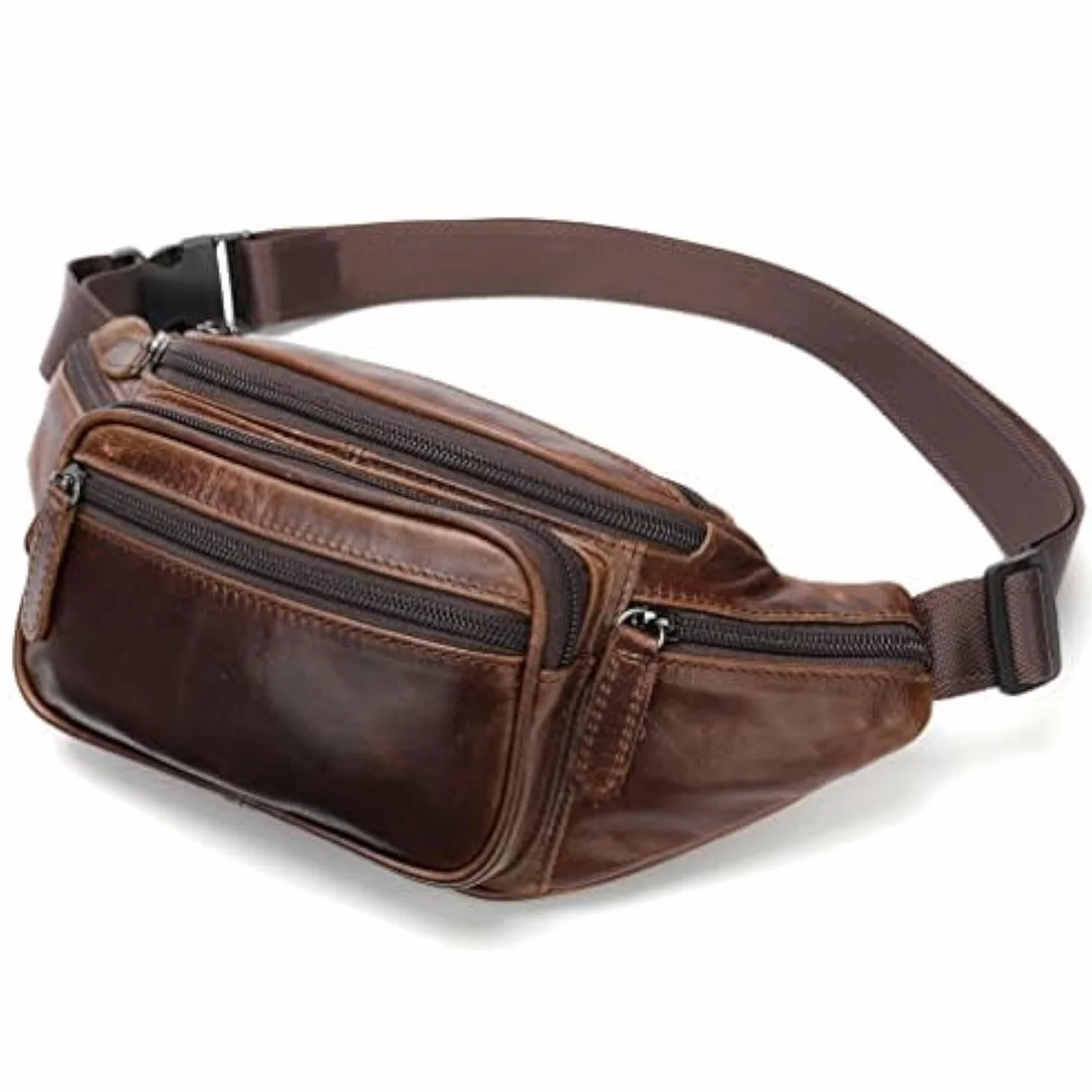Cuir Fanny Pack pour Hommes Taille Sac Hanche Bourse Téléphone Bum Ceinture Messenger Épaule Sling Poitrine Sacs, café, Sac Banane