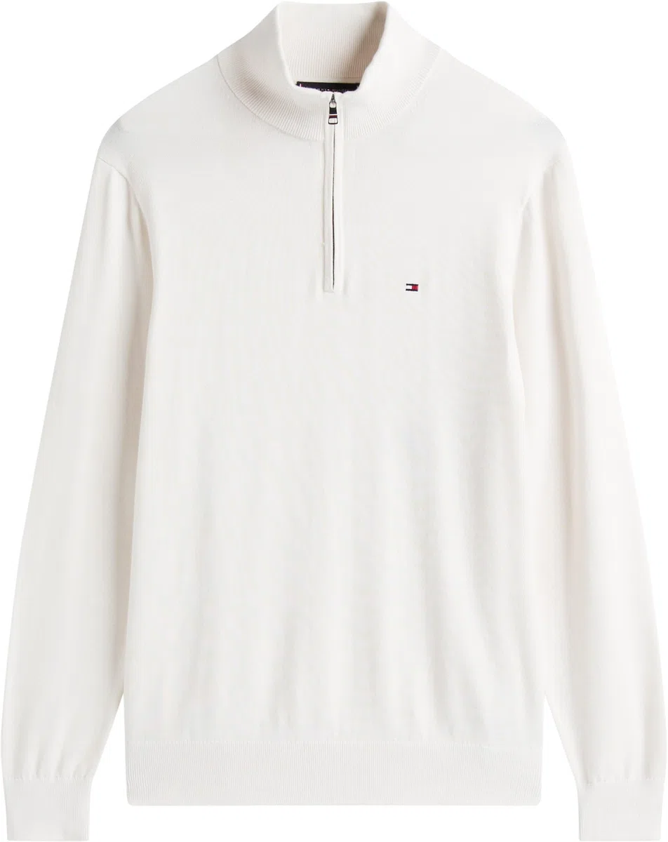 Tommy Hilfiger Pull avec Fermeture Éclair Homme Essential Cotton Mock Fermeture Éclair Demi-Longueur