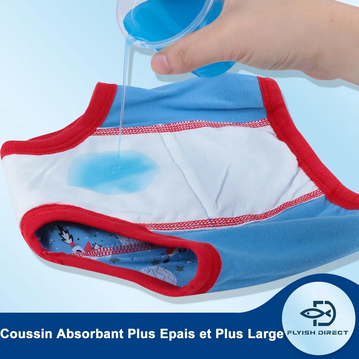FLYISH DIRECT Culotte Apprentissage Propreté Garcon | Culotte d'apprentissage Enfant en Coton | Absorbant et Lavable 10 paquets, Bleu, 8 ans
