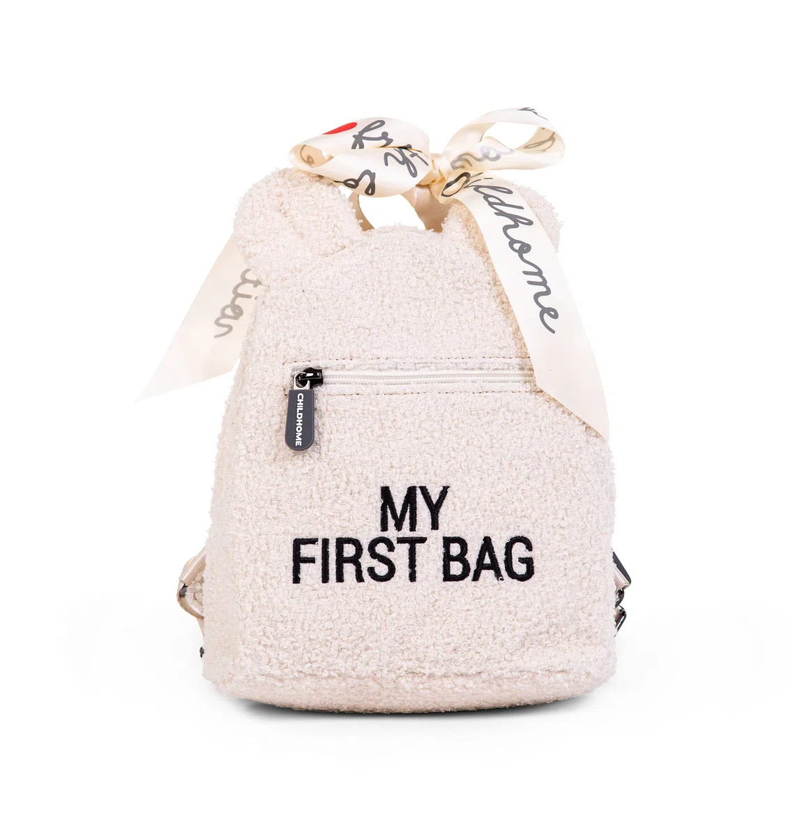 CHILDHOME, Sac À Dos Enfant Bébé, Ecole, Maternelle, Crèche, Deux Compartiments, Contenance Adaptée Lunchbag/Bouteille, Boucle De Sécurité Amovible, Déperlant, My First Bag, teddy écru