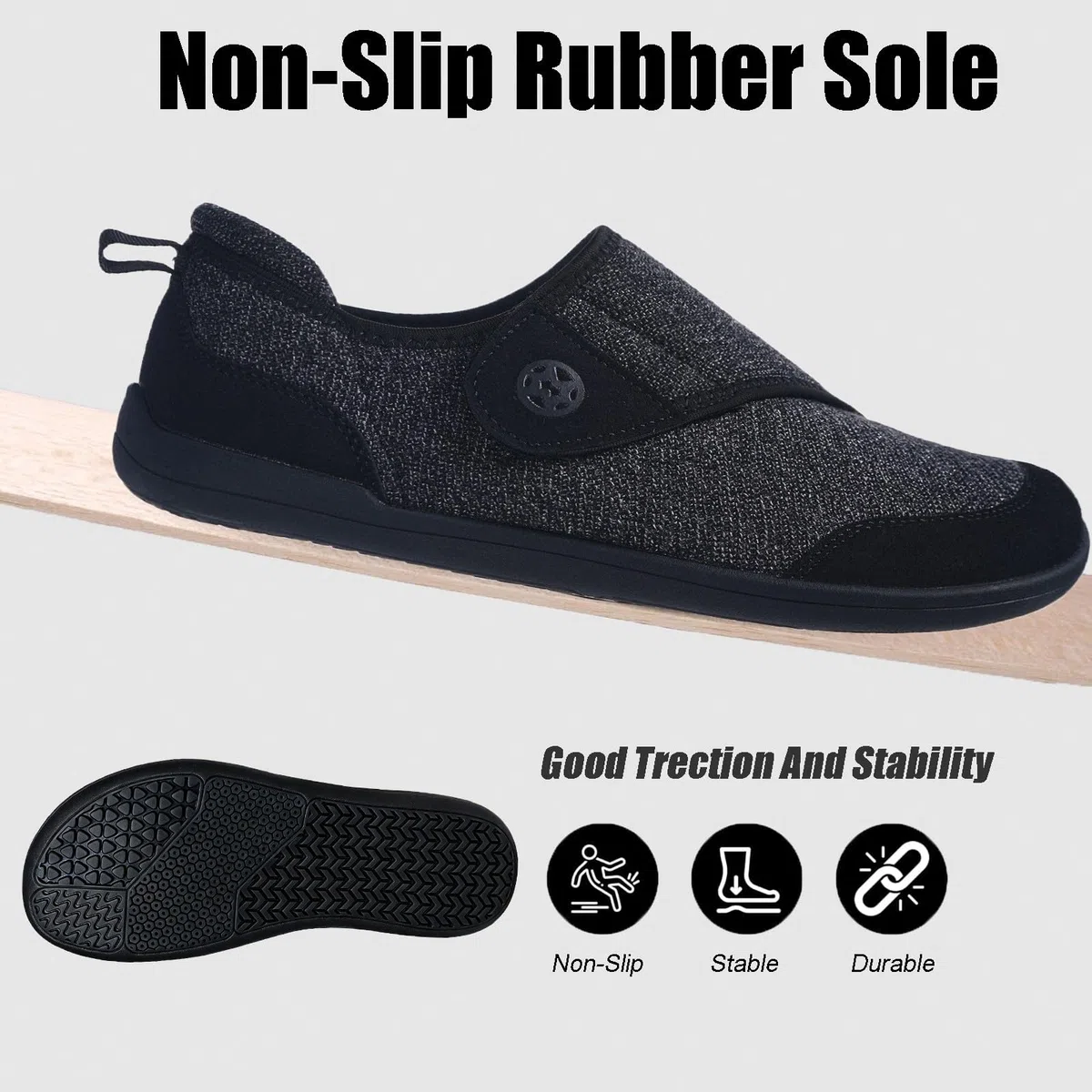 Sisttke Chaussons Homme Femmes Large Chaussures Diabétiques Orthopédique Anti-dérapante œdème gonflement Chaussures Marche Ajustables Confortable pour Personnes Âgées