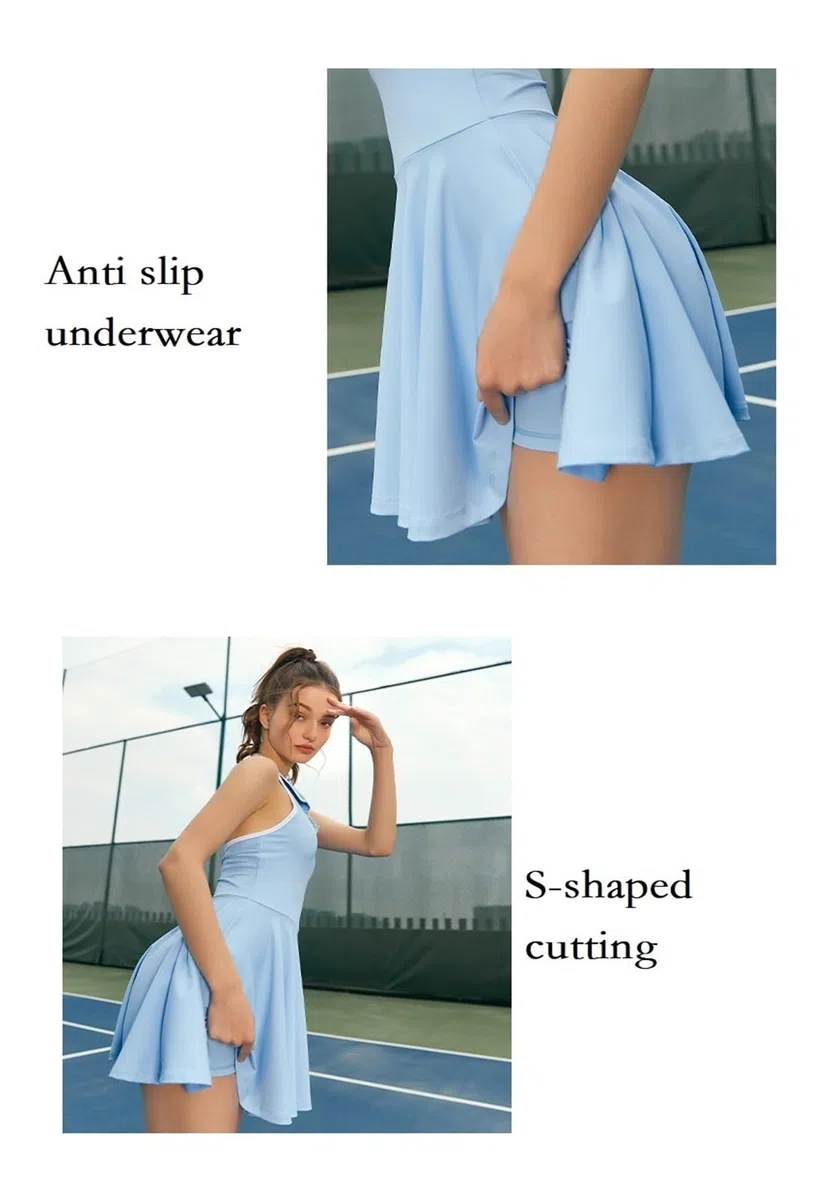 Robe Tennis Femme Robe Polo De Sport for Femmes, Golf, Tennis, avec Coussinet De Poitrine, Col Licou, Robe De Pickball, Slim, Entraînement De Badminton, Jupes Athlétiques Courtes