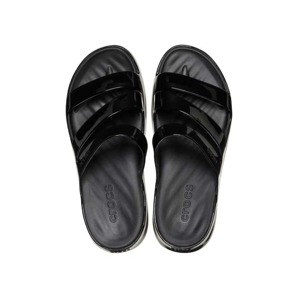 Crocs Getaway Patent Strappy Sandale glissante Femme