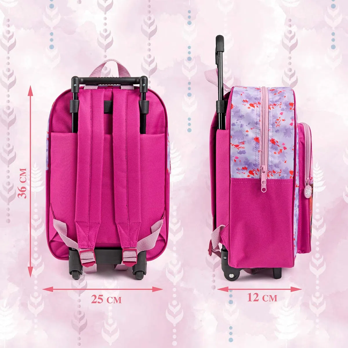 PERLETTI Disney Frozen 2 Sac à Dos avec Roues Amovible pour Filles - Princesses Elsa Anna Enfant Maternelle - Petit Cartable La Reine de Neiges 2 Voyages Loisirs - 36x25x12 cm