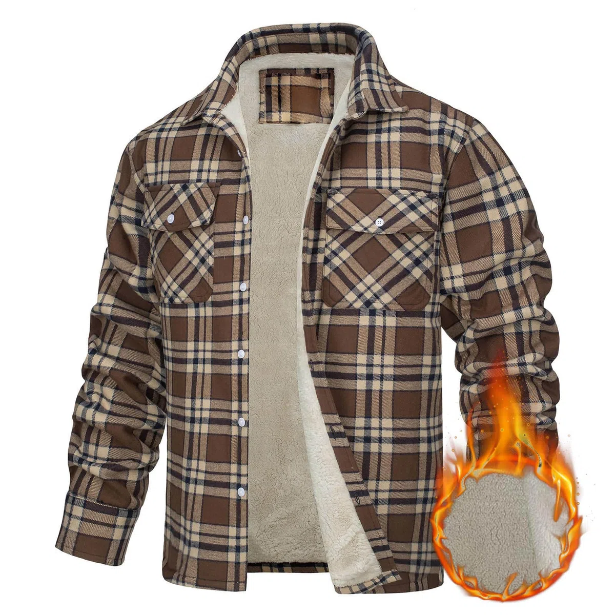 Veste de bûcheron doublée pour homme, veste de travail à carreaux, veste de travail pour homme, veste en flanelle sherpa, veste de bûcheron, veste de trekking, veste thermique, veste thermique
