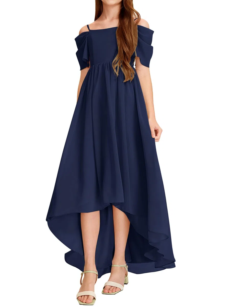 Haloumoning Robe d'été pour fille, épaules dénudées, volants, ligne A, couleur unie, élégante, robe de fête, mariage, anniversaire