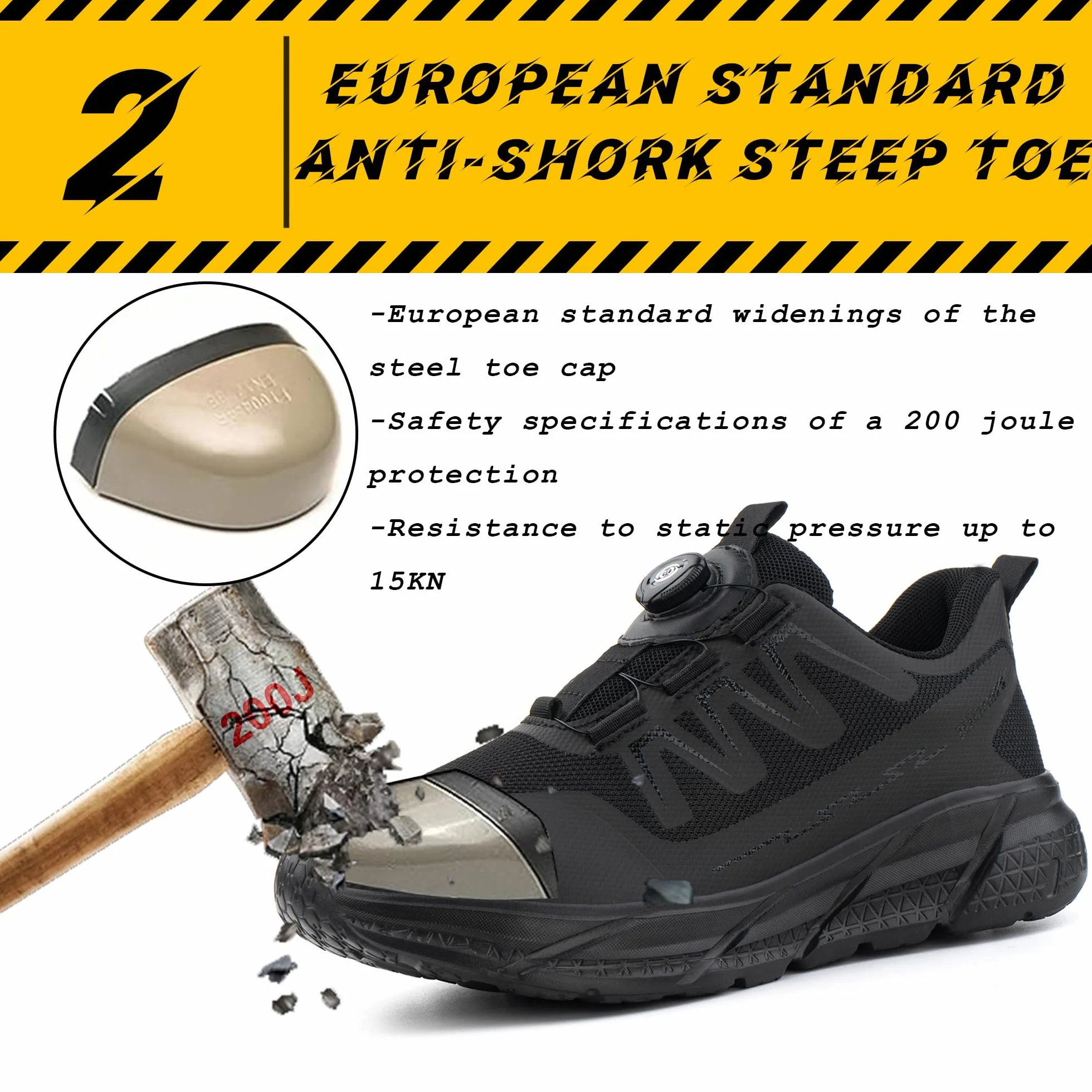 Chaussures de Sécurité Hommes Femmes Chaussures de Travail Embout Acier Basket Securite Légère Industrie Antidérapante Chantiers S3 Confortable Noir 45
