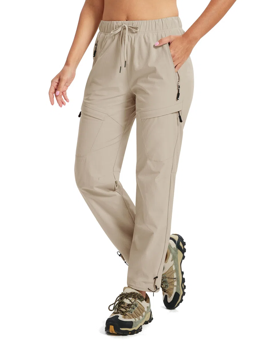 MoFiz Pantalons de Randonnée Femme Outdoor Cargo Trekking Travail Pantalon Déperlant avec 5 Poches Zippées