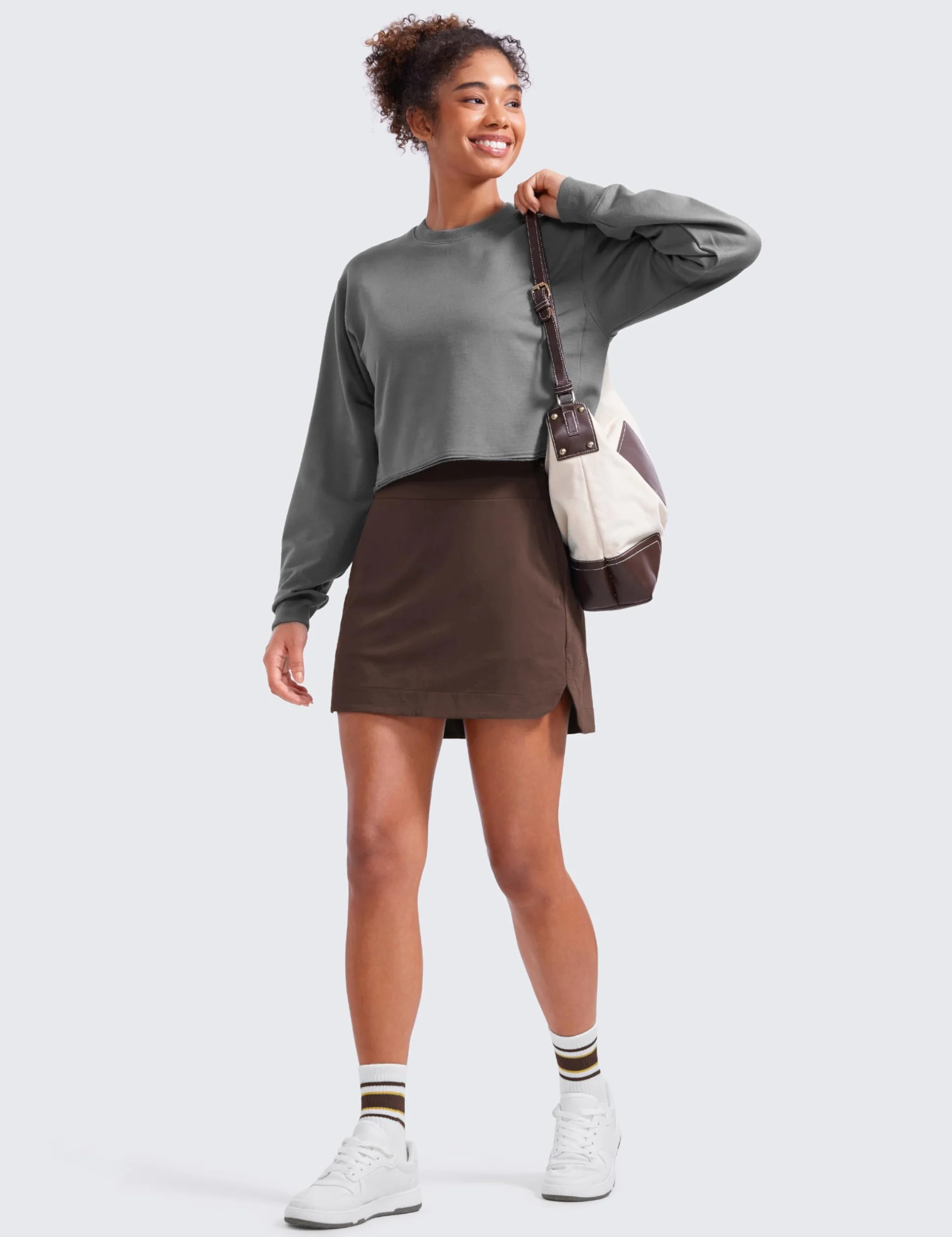 CRZ YOGA Jupes de Golf Taille Haute pour Femme Une Jupe de Ligne TennisSkort