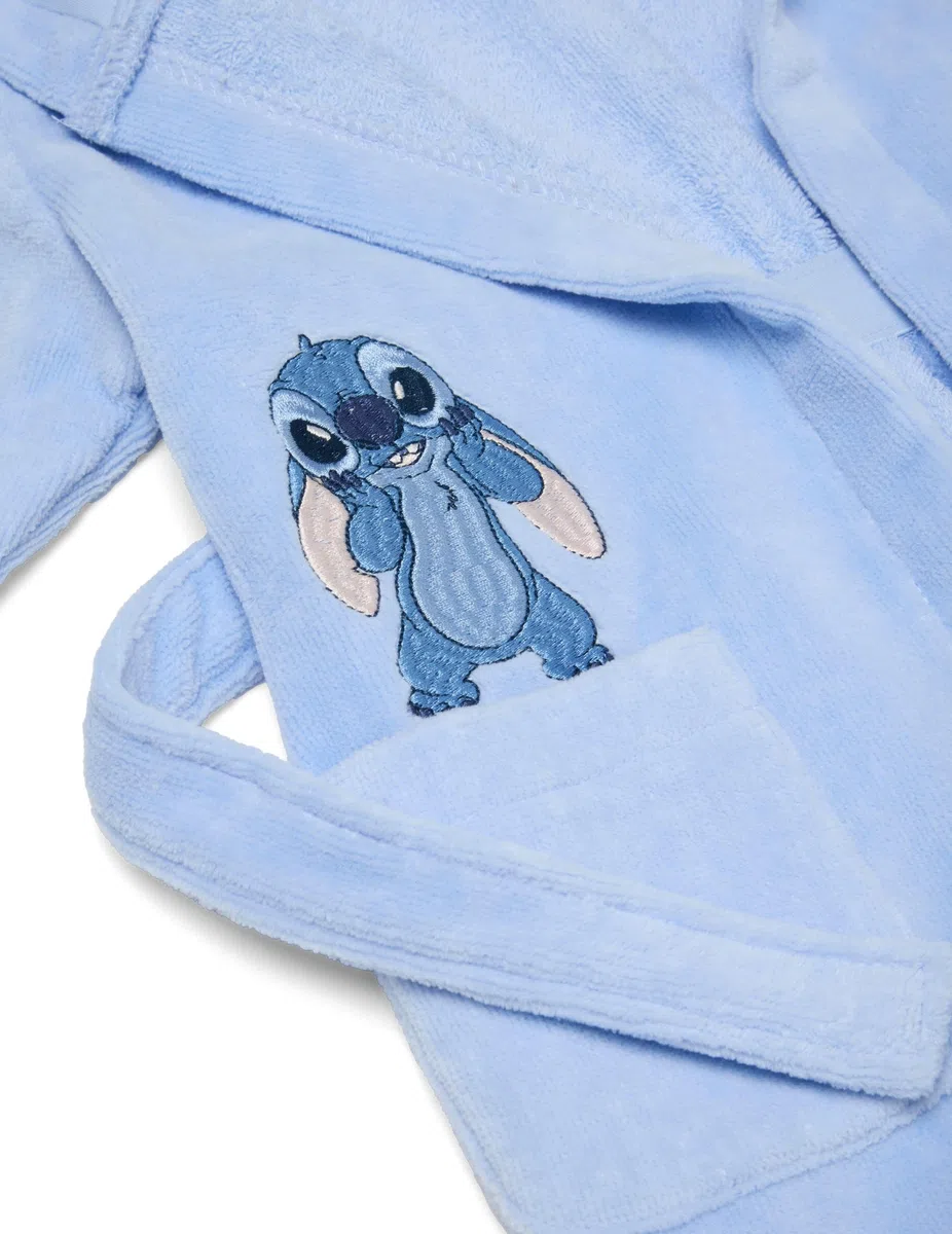 OVS KIDS Peignoir en pur coton bleu pour bébé fille avec design Stitch