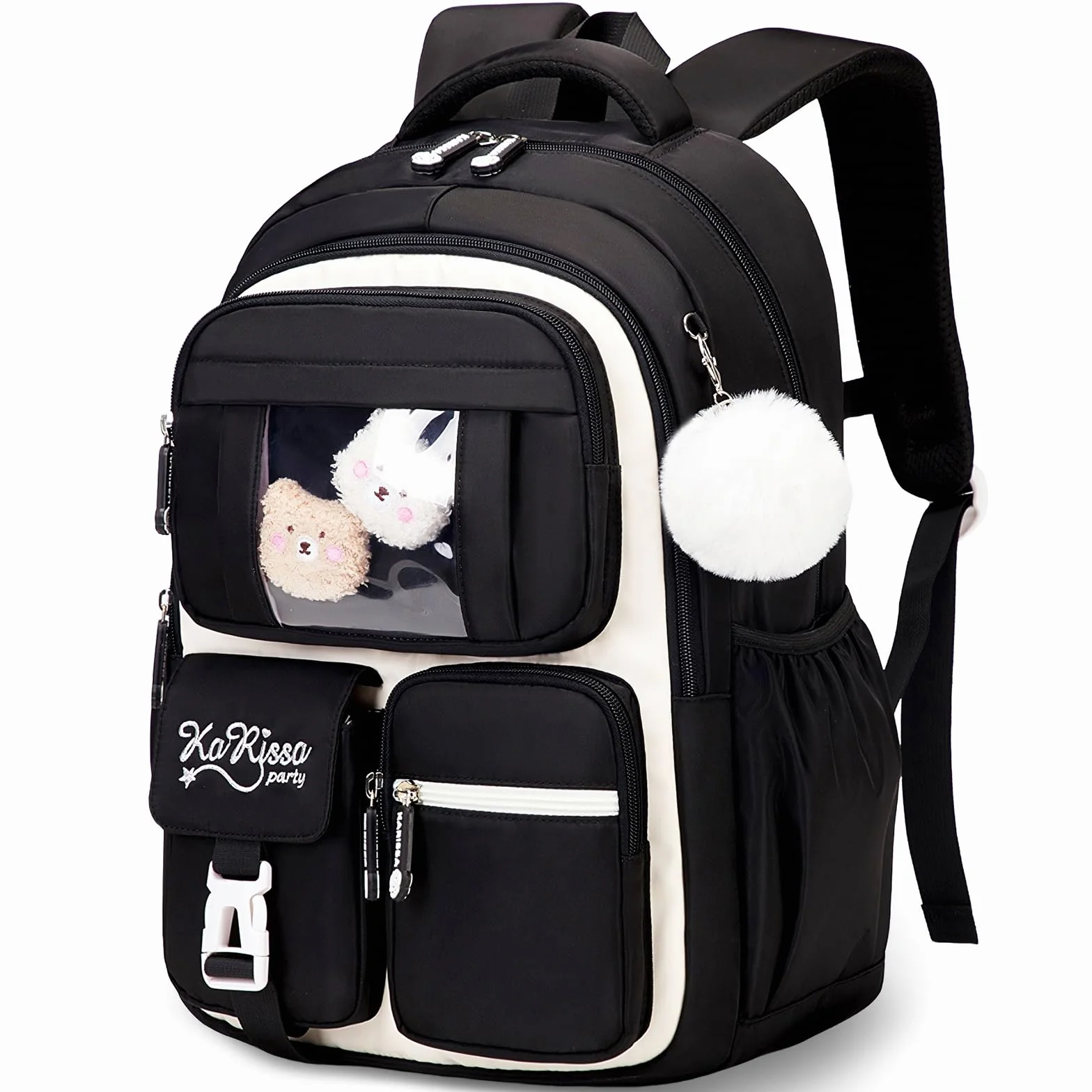 Amythe Cartable Fille Primaire, Sac à Dos Respirant pour Filles CP CE1 CE2 CM1 CM2, Sac Ecole Décontracté pour les Enfants de l'école Primaire au Collège, Noir