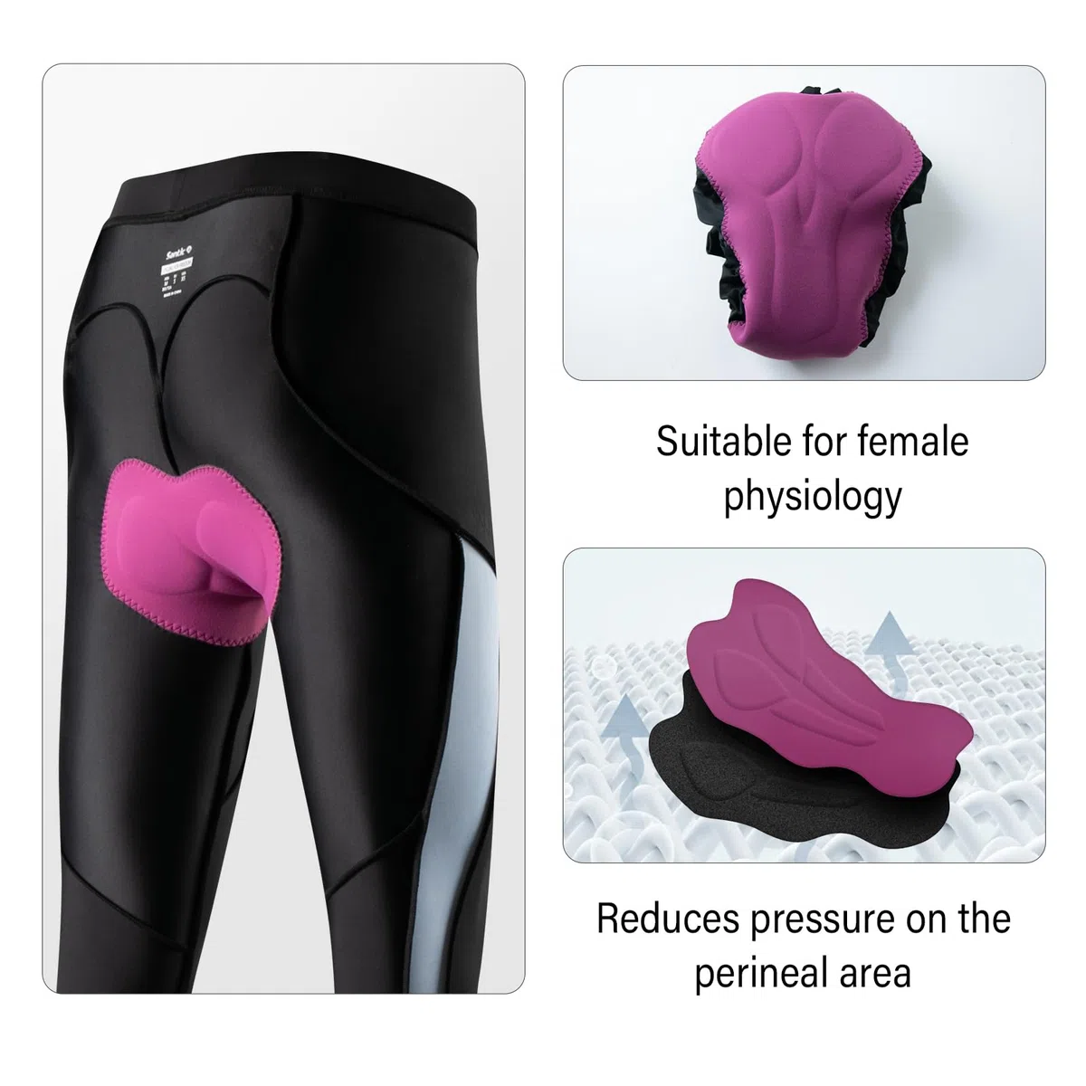 Santic Pantalon Cycliste Femme 7/8 Rembourré Leggings de Vélo Femme Cyclisme pour MTB-Gina