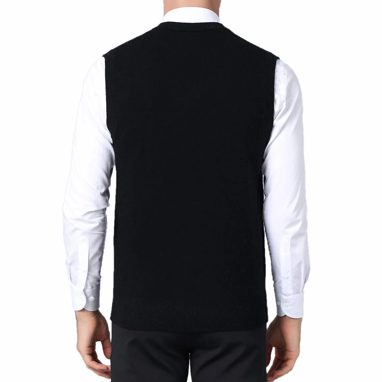 FULIER Homme Gilet Col en V sans Manches Pull Classique Business Gilet pour Homme Chemise Tricoté Débardeurs