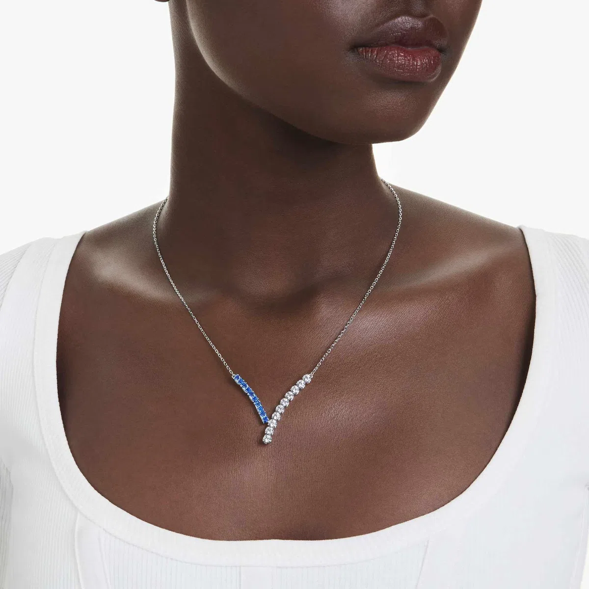 Swarovski Matrix Collection, Mixed cuts, Blue, Rhodium plated