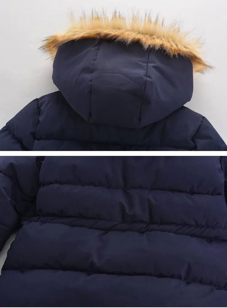 Enfant Garçon Veste d'hiver Chaud Manteau Mi Longue Doudoune à Capuche Fourrure Jacket