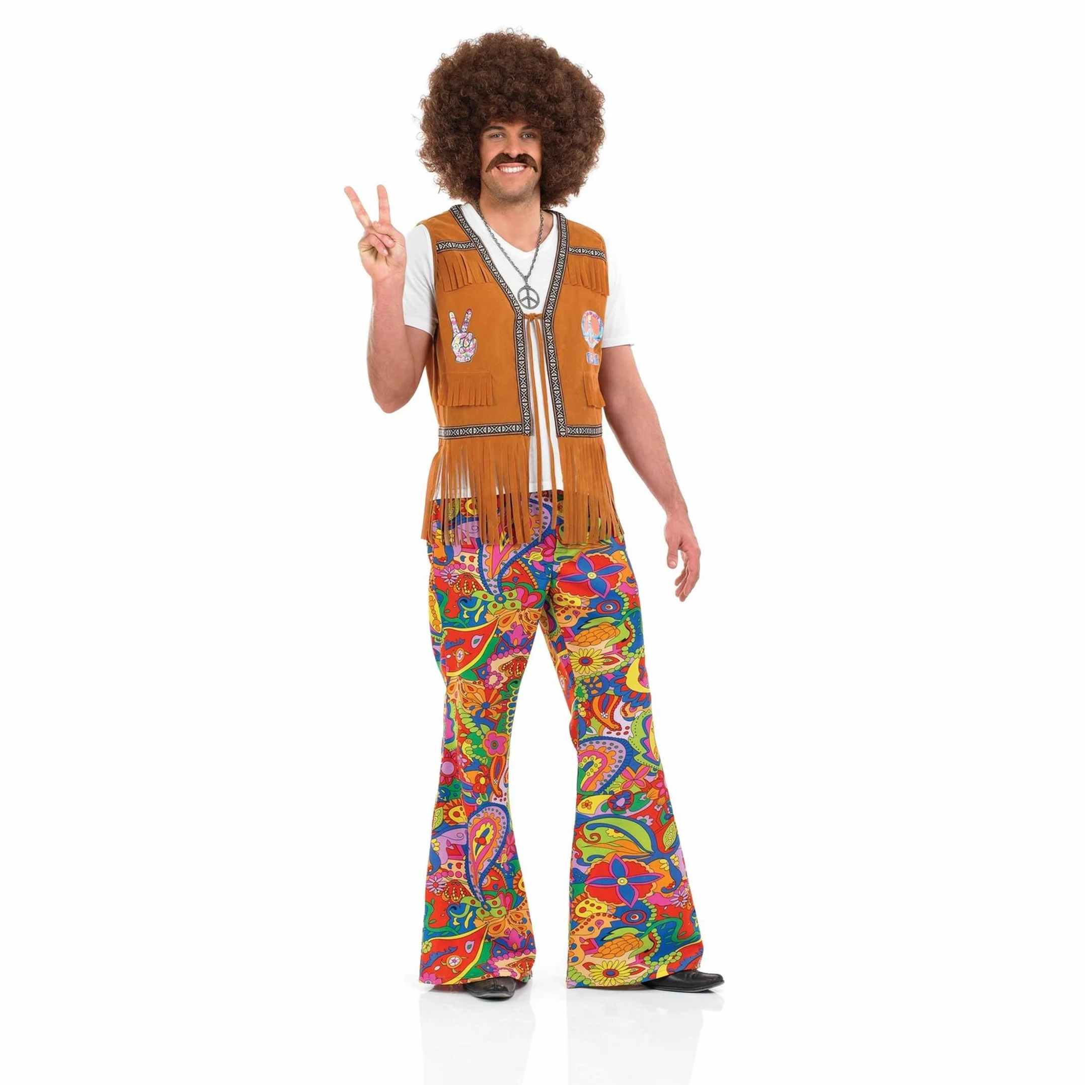 Fun Shack Pantalon Hippie Homme, Déguisement Années 70, Pantalon Patte d'Éléphant Vintage Homme